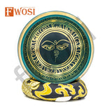 5 Inch Gold and Green Tibetan Singing Bowl Set | Antique Meditation Ring Healing Sound Bowl | Copper Bowl - FWOSI