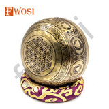 6.5 Inch Yogi Carving Tibetan Singing Bowl Mallet | Antique Meditation Ring Sound Bowl | Copper Bowl | Offering Bowl | Mindfulness Gift - FWOSI