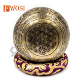 6.5 Inch Yogi Carving Tibetan Singing Bowl Mallet | Antique Meditation Ring Sound Bowl | Copper Bowl | Offering Bowl | Mindfulness Gift - FWOSI