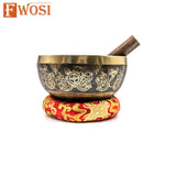 7.5 Inch Skull Hand Carving Tibetan Singing Bowl Mallet & Cushion | Antique Mindfulness Bell Sound Bowl | Meditation Bowl | Self-Care Gift - FWOSI