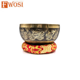 7.5 Inch Skull Hand Carving Tibetan Singing Bowl Mallet & Cushion | Antique Mindfulness Bell Sound Bowl | Meditation Bowl | Self-Care Gift - FWOSI