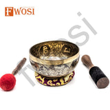 7.5 Inch Skull Hand Carving Tibetan Singing Bowl Mallet & Cushion | Antique Mindfulness Bell Sound Bowl | Meditation Bowl | Self-Care Gift - FWOSI