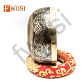 7.5 Inch Skull Hand Carving Tibetan Singing Bowl Mallet & Cushion | Antique Mindfulness Bell Sound Bowl | Meditation Bowl | Self-Care Gift - FWOSI