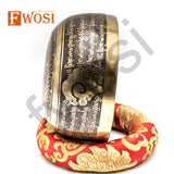 7 Chakra Tibetan Singing Bowl, 10.5 In Yogini Sound Bowl for Healing, Peace, Love, and Music, Meditation, Spiritual, Relief, Mallet+Cushion - FWOSI
