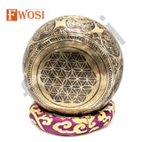 7 Inch Hand Carved Buddha Sound Bowls, Antique Mantra Engraving Tibetan Singing Bowl with Mallet & Cushion | Self-Care Gift - FWOSI