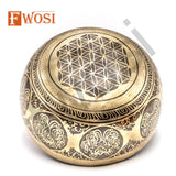 7 Inch Hand Carved Buddha Sound Bowls, Antique Mantra Engraving Tibetan Singing Bowl with Mallet & Cushion | Self-Care Gift - FWOSI
