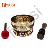 7 Inch Hand Carved Buddha Sound Bowls, Antique Mantra Engraving Tibetan Singing Bowl with Mallet & Cushion | Self-Care Gift - FWOSI