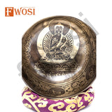 7 Inch Buddha Singing Bowl - Hand Carved Antique Tibetan Bowl with Mantra Engraving, Mallet & Cushion | Perfect Self-Care Gift