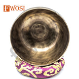 7 Inch Full Moon Tibetan Singing Bowl Set | Antique Meditation Ring Sound Bowl for Yoga Chakra Healing | Offering Bowl | Mindfulness Gift - FWOSI