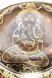 7 Inch Ganesh Carving Tibetan Singing Bowl | Antique Meditation Ring Healing Sound Bowl | Copper Bowl | Offering Bowl | Mindfulness Gift - FWOSI