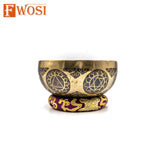 7 Inch Ganesh Carving Tibetan Singing Bowl | Antique Meditation Ring Healing Sound Bowl | Copper Bowl | Offering Bowl | Mindfulness Gift - FWOSI
