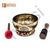 7 Inch Ganesh Carving Tibetan Singing Bowl | Antique Meditation Ring Healing Sound Bowl | Copper Bowl | Offering Bowl | Mindfulness Gift - FWOSI