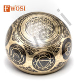 7 Inch Ganesh Carving Tibetan Singing Bowl | Antique Meditation Ring Healing Sound Bowl | Copper Bowl | Offering Bowl | Mindfulness Gift - FWOSI