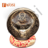 7 Inch Ganesh Carving Tibetan Singing Bowl | Antique Meditation Ring Healing Sound Bowl | Copper Bowl | Offering Bowl | Mindfulness Gift - FWOSI
