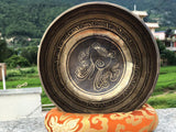 7 Inch Mantra Engraving Tibetan Singing Bowl Mallet & Cushion | Antique Sound Bowl Mindfulness Bell for Yoga and Meditation | Healing Bowl - FWOSI