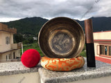 7 Inch Mantra Engraving Tibetan Singing Bowl Mallet & Cushion | Antique Sound Bowl Mindfulness Bell for Yoga and Meditation | Healing Bowl - FWOSI