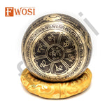 7 Inch Yogi Carving Tibetan Singing Bowl | Antique Meditation Ring Healing Sound Bowl | Copper Bowl | Offering Bowl | Mindfulness Gift - FWOSI