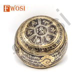 7 Inch Yogi Carving Tibetan Singing Bowl | Antique Meditation Ring Healing Sound Bowl | Copper Bowl | Offering Bowl | Mindfulness Gift - FWOSI