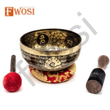7 Inch Yogi Carving Tibetan Singing Bowl | Antique Meditation Ring Healing Sound Bowl | Copper Bowl | Offering Bowl | Mindfulness Gift - FWOSI