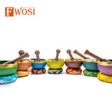 7 Tibetan Singing Bowl Meditation Set with Carry Case, Mallet & Cushion | Antique Yoga Chakra Healing Sound Bowl | Meditation Bowl - FWOSI