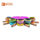 7 Tibetan Singing Bowl Meditation Set with Carry Case, Mallet & Cushion | Antique Yoga Chakra Healing Sound Bowl | Meditation Bowl - FWOSI