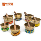 7 Tibetan Singing Bowl Meditation Set with Carry Case, Mallet, Striker, Cushion | Antique Instruments for Yoga, Chakra Healing - FWOSI