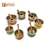 7 Tibetan Singing Bowl Set with Carry Case, Mallet, Striker, Cushion | Antique Instruments for Yoga and Chakra Healing