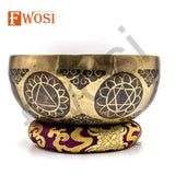 8.5 Inch Goddess Kali Carving Sound Bowl Meditation Set - Tibetan Singing Bowl - FWOSI