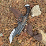 8.5-Inch Hand-Forged Carbon Steel Knife - Unique Collectible Display Piece for Kitchen Enthusiasts - FWOSI