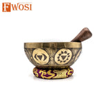 8.5 Inch Tibetan Singing Bowl with Goddess Kali Carving, Mallet & Cushion for Mindfulness and Chakra Healing - FWOSI