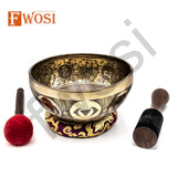8.5 Inch Tibetan Singing Bowl with Goddess Kali Carving, Mallet & Cushion for Mindfulness and Chakra Healing - FWOSI