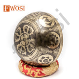 8.5 Inch Tibetan Singing Bowl with Goddess Kali Carving, Mallet & Cushion for Mindfulness and Chakra Healing - FWOSI