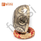 8.5 Inch Tibetan Singing Bowl with Goddess Kali Carving, Mallet & Cushion for Mindfulness and Chakra Healing - FWOSI