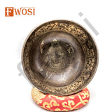 8.5 Inch Tibetan Singing Bowl with Goddess Kali Carving, Mallet & Cushion for Mindfulness and Chakra Healing