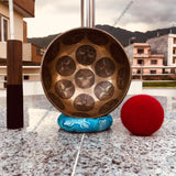 8 Inch Hand Carved Buddha Eye Sound Bowls, Antique Tibetan Singing Bowl with Mallet & Cushion | Mindfulness Bell | Self-Care Gift - FWOSI