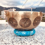 8 Inch Hand Carved Buddha Eye Sound Bowls, Antique Tibetan Singing Bowl with Mallet & Cushion | Mindfulness Bell | Self-Care Gift - FWOSI