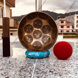 8 Inch Tibetan Singing Bowl - Hand Carved Buddha Eye Sound Bowl with Mallet & Cushion | Antique Mindfulness Bell | Self-Care Gift