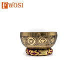 8 Inch Yogi Carving Tibetan Singing Bowl, Antique Sound Bowl Meditation Set with Mallet Striker & Cushion | Yoga Bowl | Chakra Healing - FWOSI