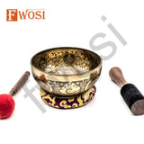 9.5 Inch Goddess Saraswati Tibetan Singing Bowl | Antique Meditation Ring Sound Bowl | Copper Bowl | Offering Bowl | Mindfulness Gift - FWOSI
