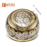 9 Inch Full Moon Skull Carving Sound Bowl Meditation Set with Mallet, Cushion | Tibetan Singing Bowl Instruments for Yoga & Chakra Healing - FWOSI
