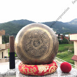 9 Inch Mantra Engraving Tibetan Singing Bowl with Mallet & Cushion | Sound Bath Bowl | Mindfulness Bell Healing Bowl | Yoga and Meditation - FWOSI