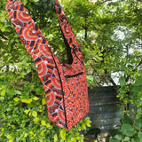 Fwosi Handmade Cotton Crossbody Bag - Unique Screen Printed Design - FWOSI