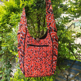 Fwosi Handmade Cotton Crossbody Bag - Unique Screen Printed Design