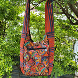 Fwosi Handmade Cotton Crossbody Bag with Gheri Stripe Design