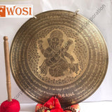 Ganesha Carving Gong - 18.5 Inch Beautifully Crafted Gong - FWOSI