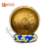 Gold and Blue Antique Tibetan Singing Bowl Mallet & Cushion | Spiritual Mindfulness Bell Sound Bowl | Yoga Meditation Bowl | Healing Bowl - FWOSI