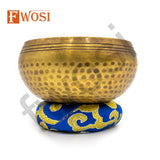 Gold and Blue Antique Tibetan Singing Bowl Mallet & Cushion | Spiritual Mindfulness Bell Sound Bowl | Yoga Meditation Bowl | Healing Bowl - FWOSI