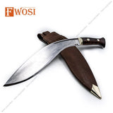 Handmade Kukri Knife - Leather Sheath & Wood Working Sharp Survival Tool - FWOSI