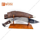Handmade Kukri Knife - Leather Sheath & Wood Working Sharp Survival Tool - FWOSI