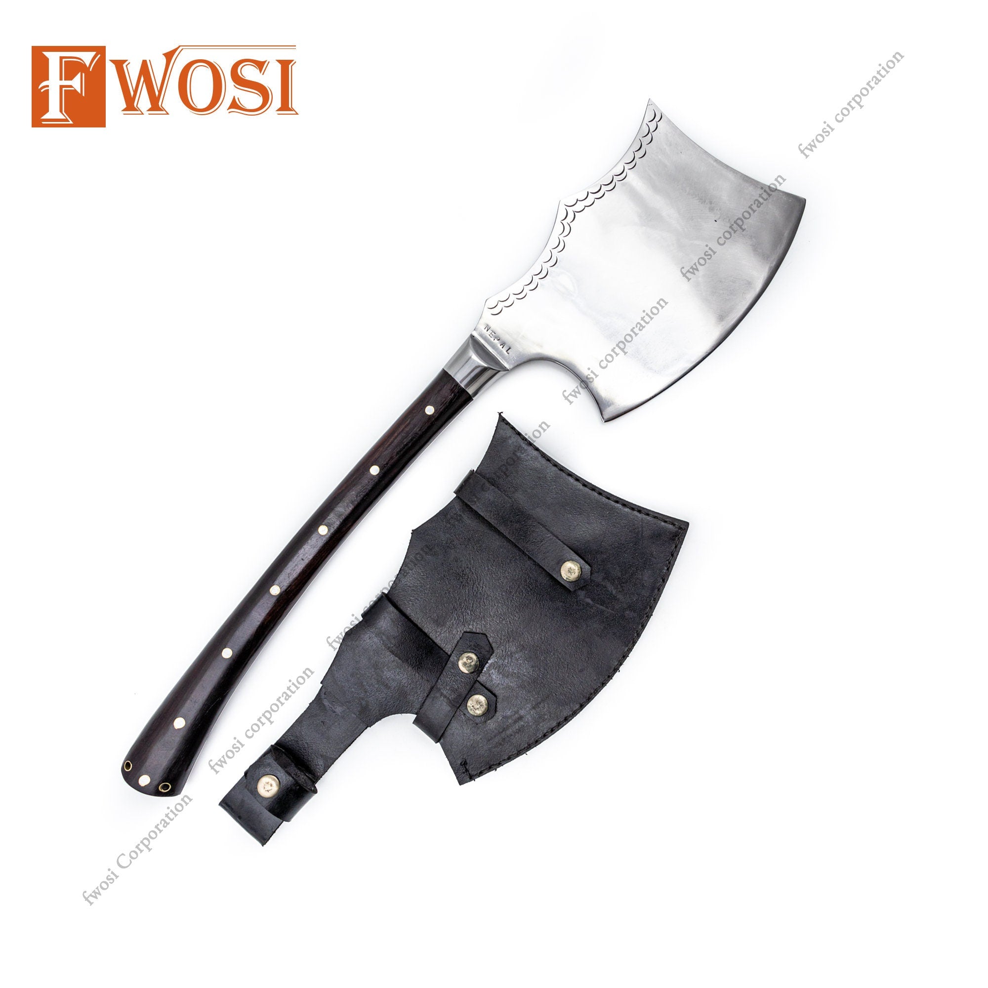 Handmade Wooden Handle Axe - Traditional Artisan Collectible with Rustic Heritage Design - FWOSI